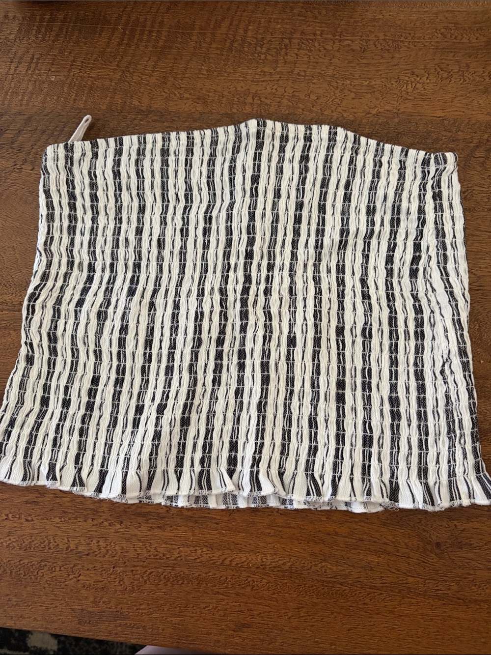 Garage Black & White Textured Strapless Crop Top